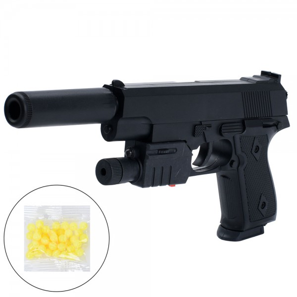 244289 Пістолет 239AS пластикові кулі, лазер, світло, бат.(табл), кул., 15-20-3 см.