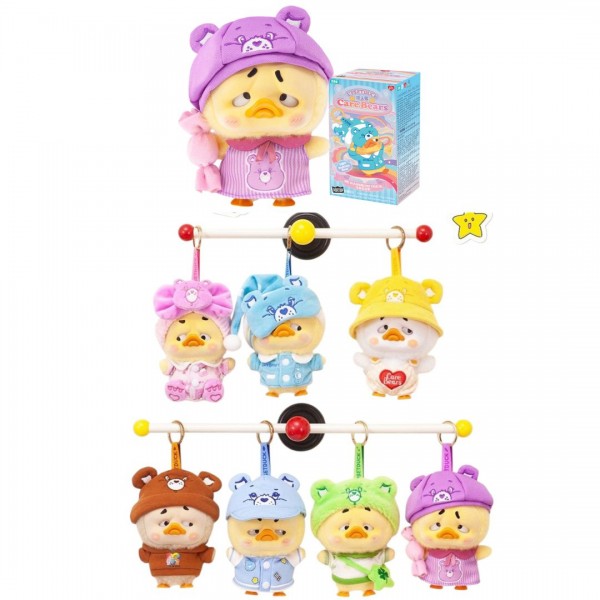 250016 Колекційна м'яка іграшка з кільцем POP TOP 1983toys серії "Upset Duck x Care Bears" - БУДЬ ВЕСЕЛКОЮ (у дисп., в ас.)