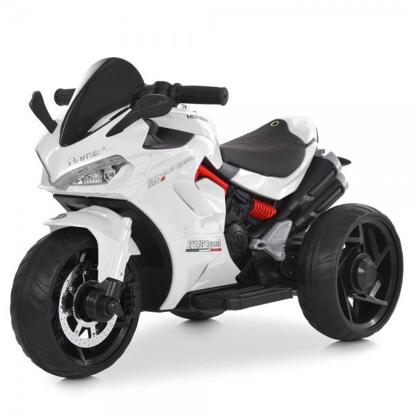 244708 Мотоцикл M 6266EL-1 1*12V4,5AH, 2*35W, BLUETOOTH, USB, TF, EVA, музика, світло, шкіра, білий