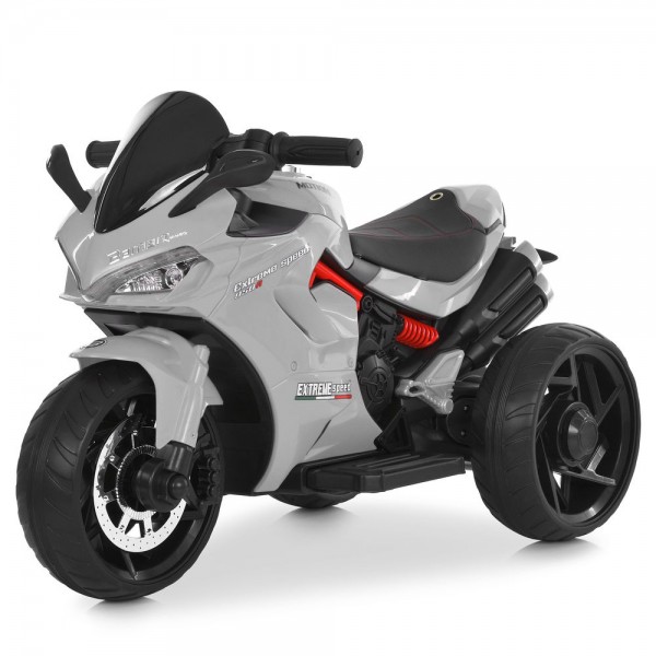 244709 Мотоцикл M 6266EL-11 1*12V4,5AH, 2*35W, BLUETOOTH, USB, TF, EVA, музика, світло, шкіра, сірий