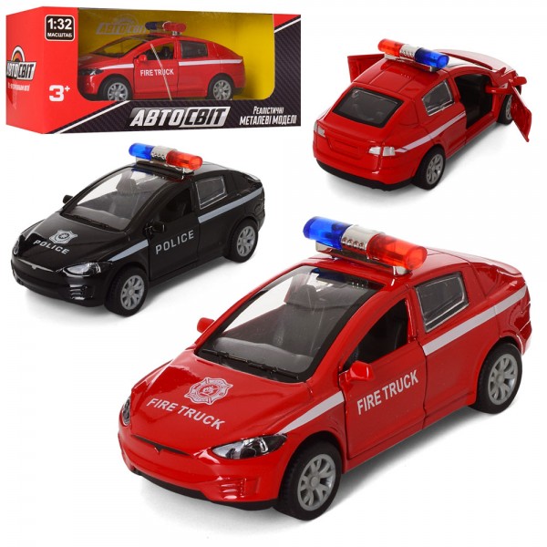 81998 Машинка AS-2102 АвтоСвіт, мет.,інерц.,1:32,поліція,відчин. двері,гум. колеса,2 кольори,кор.,16-7-7см