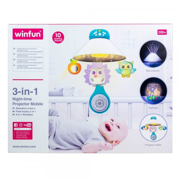 171436 Карусель 720005-NL WinFun  на ліжечко, підвіски плюш, проектор, муз., світло, бат., кор.