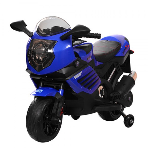 35051 Мотоцикл M 3578EL-4 2 мотори 20W, 2 акум. 6V/4,5AH, колеса EVA, шкіряне сидіння, синій.