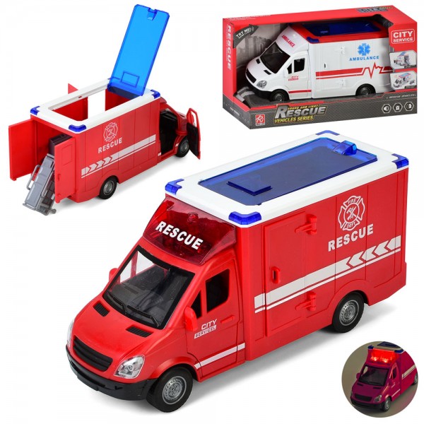 252497 Транспорт спецслужб RJ5501AB  інерц, швидка допомога, 27см, відчиняються двері, звук, світло