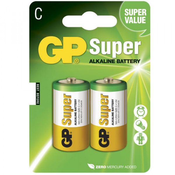 4885 Батарейка GP SUPER ALKALINE 1.5V 14A-U2, LR14,C