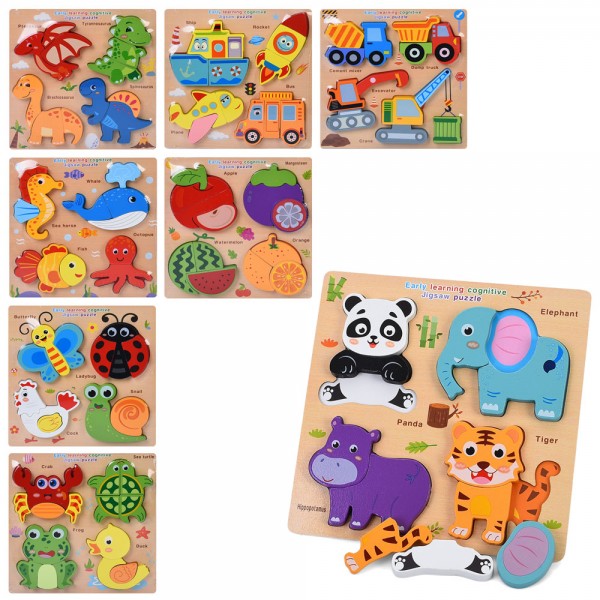 245098 Дерев'яна іграшка Пазли MD 0771 4в1, назві англ., 8 видів, у пакеті, 18-18-1см