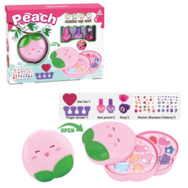 249405 Косметика JYN-203  персик,2 яруси,тіні, набір для манік.лак2шт,наліп.пилка.каблучка2шт.кор.32,5-25-6