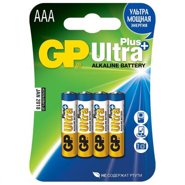 94465 Батарейка GP ULTRA + ALKALINE 24AUPHM-2UE4 лужна LR03,AUP AAA