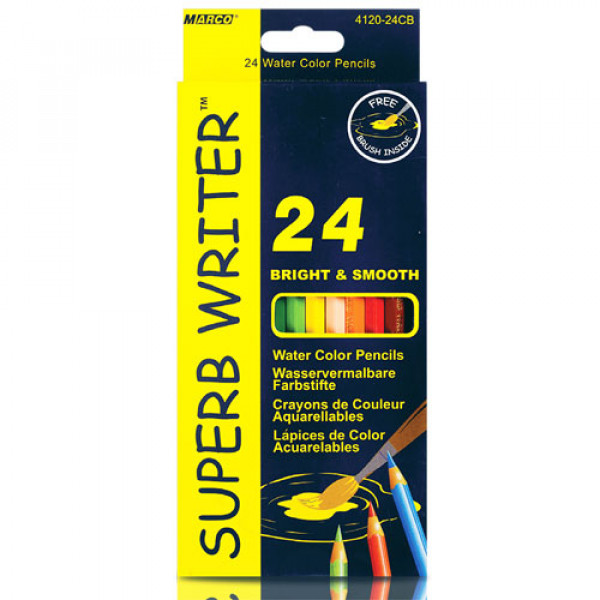 19725 Олівці акварельні 24 кольори шестигранні, Superb Writer, Marco