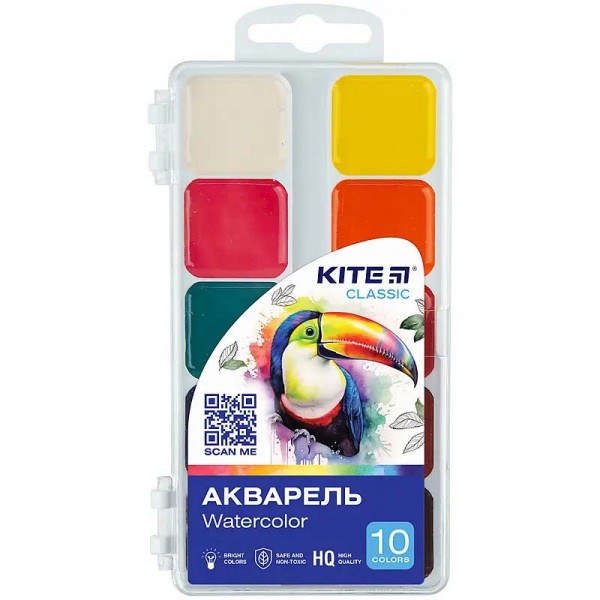 168381 Фарби акварельні, 10 кол. Kite Classic
