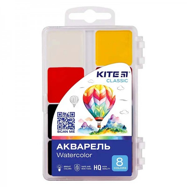 168385 Фарби акварельні, 8 кол. Kite Classic