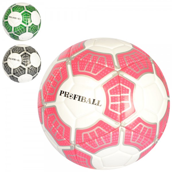 113314 М'яч футбольний EN 3195 розмір 5, ПУ 3,5мм, ламінув., 400-420г, 3 кольори, кул.