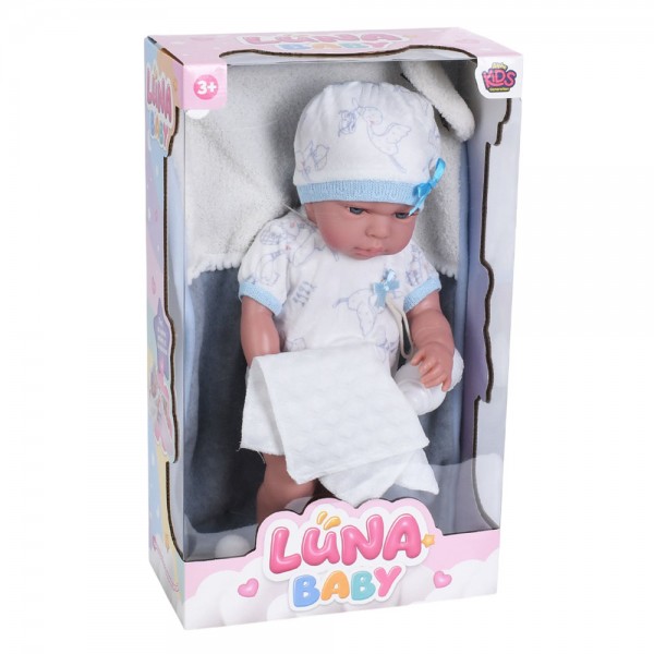 245787 Пупс AKG-0031 (16шт) 39см, пляшечка, ковдра, в кор-ці, 24,5-41,5-12,5см