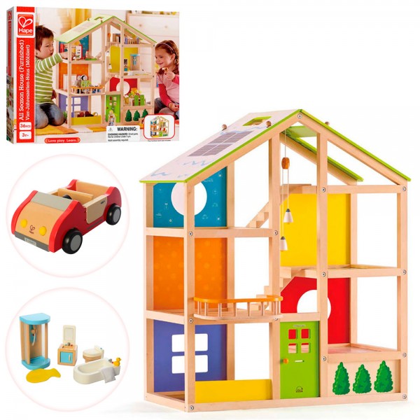 92615 Дерев'яна іграшка Будиночок MD 2006 для ляльки, 3 поверхи, меблі, кор., 78-65-12 см.
