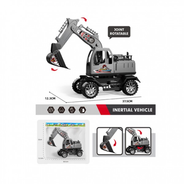 244047 Будтехніка YJ5168-11A інерц, екскаватор, 30см, рухливі деталі, у пакеті, 37-25-12см