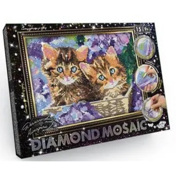 148640 Креативна творчість "Діамантовий живопис DIAMOND MOSAIC" А4 с.2 №1 кошенята