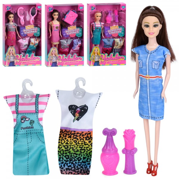 244784 Лялька YL820-31-33 (72шт) лялька з вбранням, 27см, плаття 2шт, аксесуари, 4 види, в кор-ці, 19-33-5см