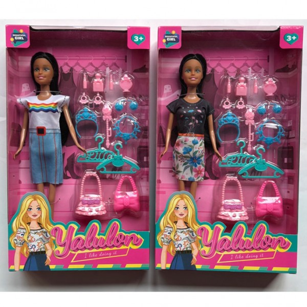 244785 Лялька YL820-32 28см, сумки, прикраси, аксесуари, 2 види, в кор-ці, 19-33-5см