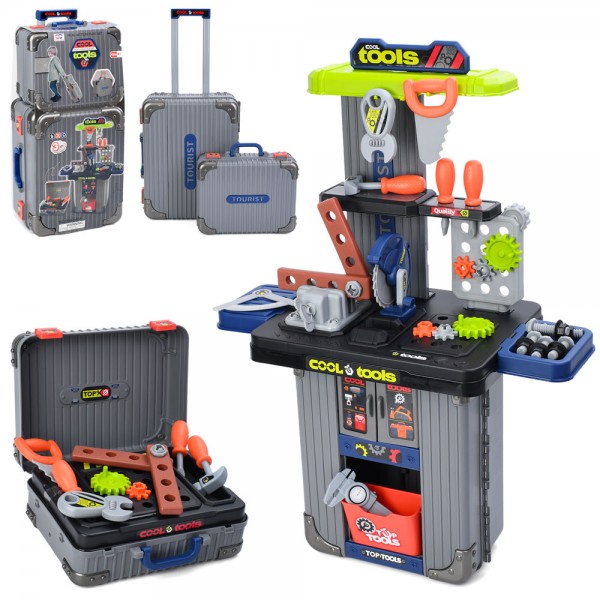 244786 Стіл з інструментами 008-602A 3в1, верстак, 48-24-в66см, пила(механіч), викрутки, шестерні, боолти