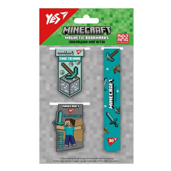 253662 Закладки магнітні Yes "Minecraft Steve", 3 шт