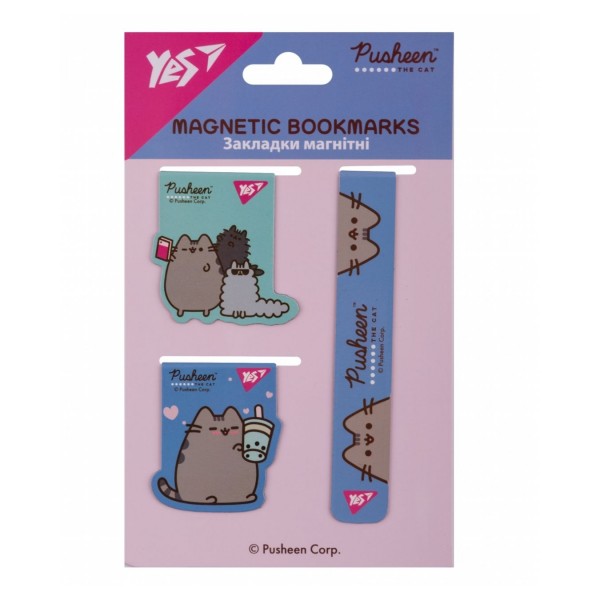 253663 Закладки магнітні Yes "Pusheen Blue", 3 шт