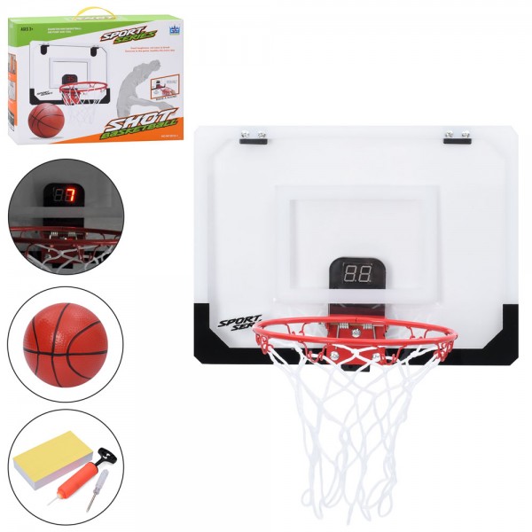 223872 Баскетбольне кільце MR 1135 щит пластик,кільце метал,електр.табло-муз.,сітка,м'яч,насос,бат.,кор.,41