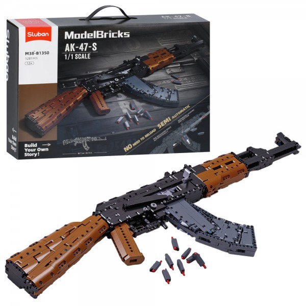 253233 Конструктор SLUBAN M38-B1350 зброя, автомат, 33,74см, 1:1, 1281дет, в кор-ці, 45-33-12,5см