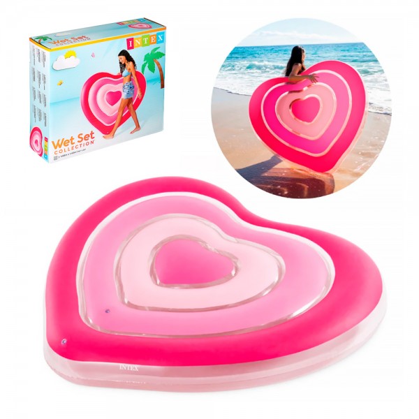 218925 Плотик 58727 надувний, Серце, 155-135-25 см., навантаження до 100 кг., кор.