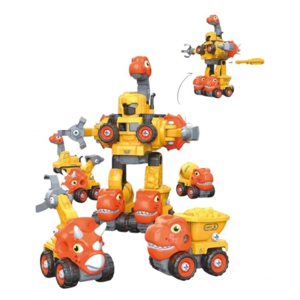 248585 Машинка-конструктор OTAMANKO Трансформер Динозавр 5 в 1 жовтий/помаранчевий