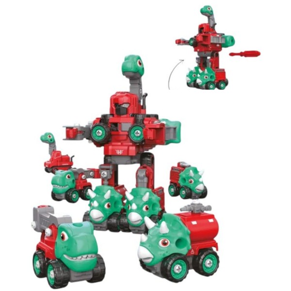 248228 Машинка-конструктор OTAMANKO Трансформер Динозавр 5 в 1 бірюзовий/червоний