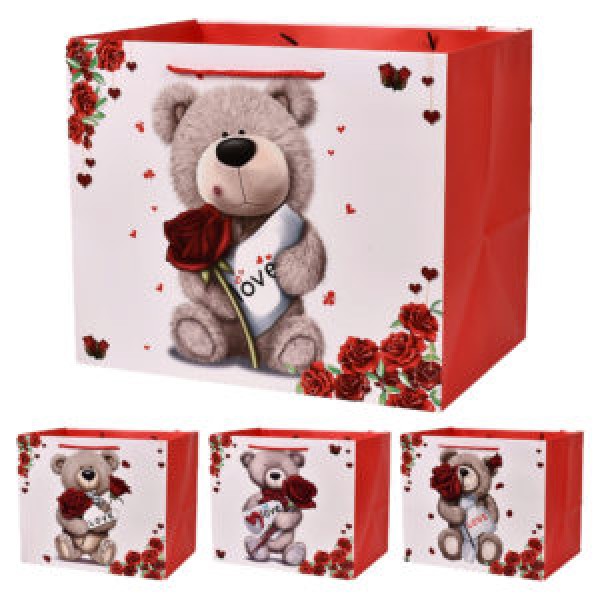 253976 Пакет подарунковий паперовий L "Teddy Love" 31*37*26см., R101614-L