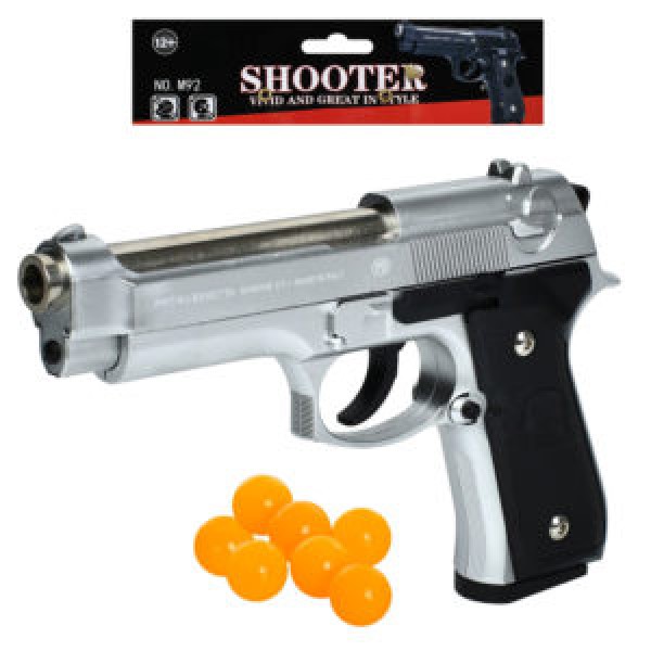 249476 Пістолет M92A пластикові кулі, метал+пластик, у пакеті, 18-25-3см
