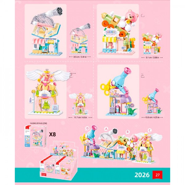 250138 Конструктор SLUBAN M38-B1518 рожева серія, магазин/салон краси, від 87дет,кор., 8шт диспл.