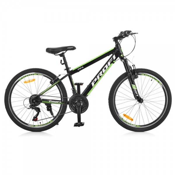 53079 Велосипед 24д. G24FIFA A24.2 алюм.рама 13,5", 21SP, алюм.VB, чорно-зелений.