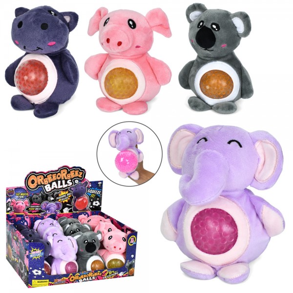 243517 Іграшка MS 4752 тварина 15см, антистрес, орбіз, плюш, 12шт(4 види) в дисплеї, 35,5-15-22,5см