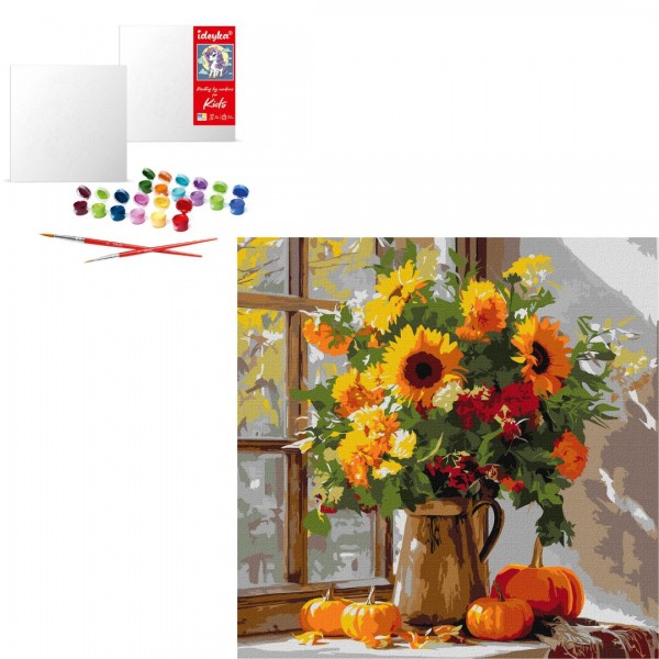 242997 KHO "Осінній букет із соняхів" 40x40см
