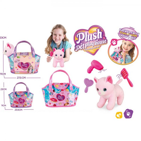 247776 М'яка іграшка у сумочці DR5153 кошеня,набір грумера(фен,гребінець),окуляри,сумка,карт.обг.,23-20-11