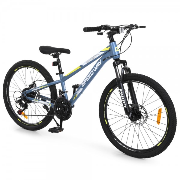 252174 Велосипед PROFI SPEEDWAY 24 д. SW-2403 сталев.рама11",SKD85%,SAIGUAN 21SP,швидкознім.кол.темно-сірий