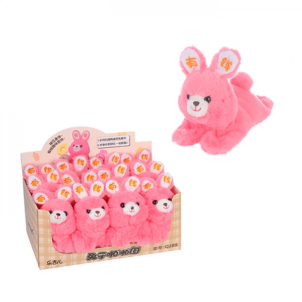 233603 Браслет Q289 зайчик, плюш, муз., бат. (табл.), 12 шт. в диспл., 34-16,5-21,5 см.