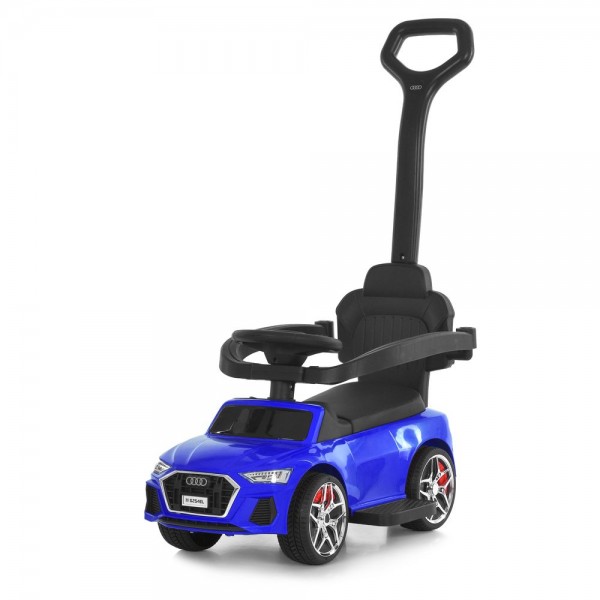 244890 Каталка-толокар M 6254EL-4 бат.ручка, муз, світло, шкіра, підсклянник, MP3, BLUETOOTH, синій