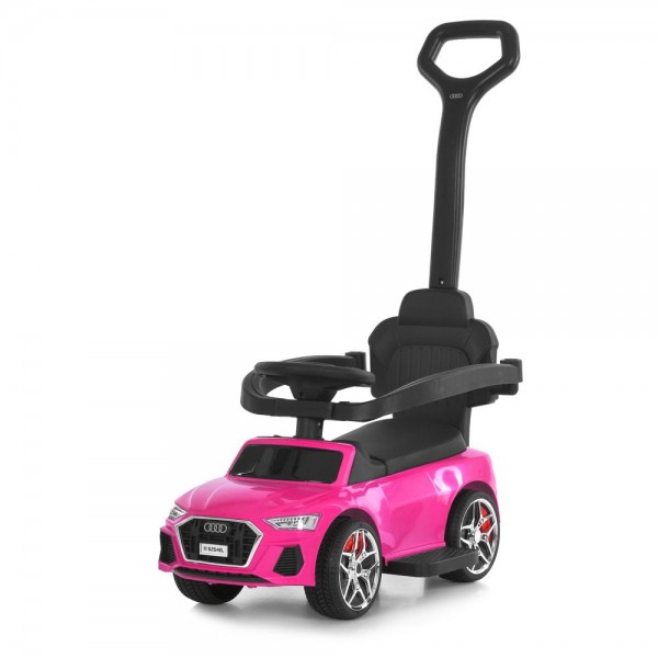 244891 Каталка-толокар M 6254EL-8 бат.ручка, муз, світло, шкіра, підсклянник, MP3, BLUETOOTH, рожевий