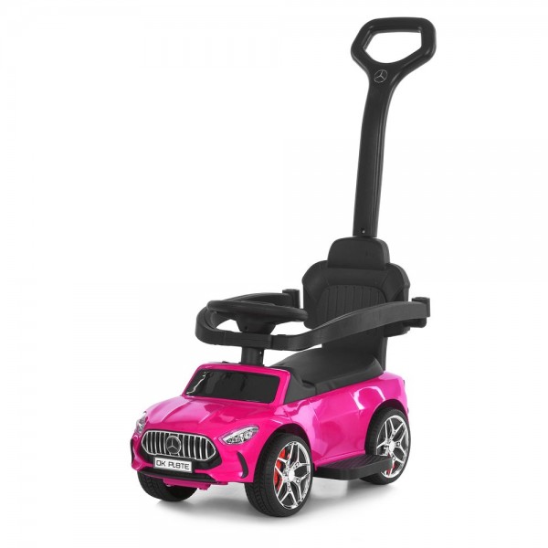 244893 Каталка-толокар M 6255EL-8 бат.ручка, муз, світло, шкіра, підсклянник, MP3, BLUETOOTH, рожевий