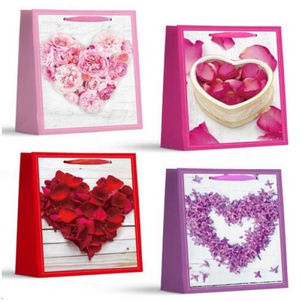 129007 Пакет подарунковий паперовий L "Heart roses" 31*40*12см 88570L