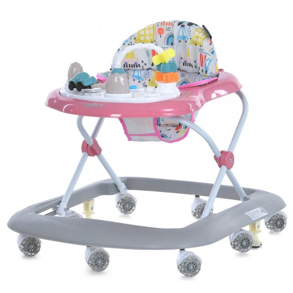 243454 Ходунки ME 1215 SIMPLY Pink  музика, колеса 8шт, стопор, на бат-ці, рожевий