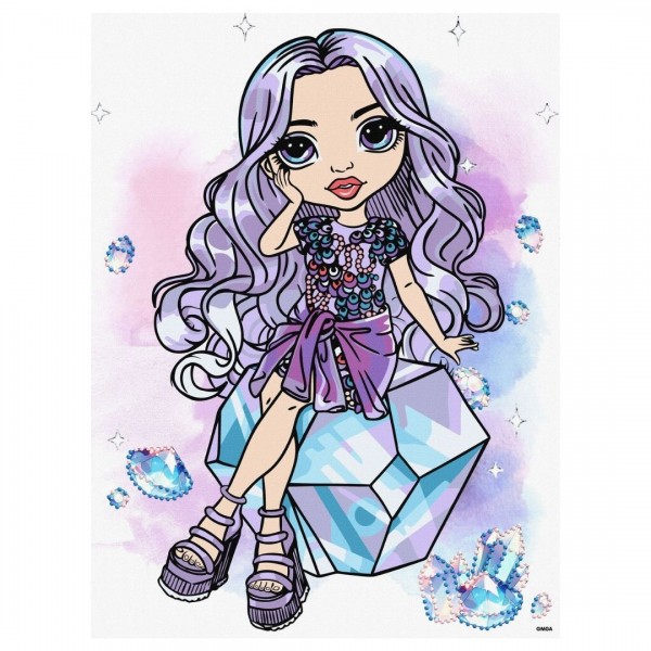 245986 Набір для розпису по номерах для дітей "Rainbow High. Violet" зі стразами 30х40см