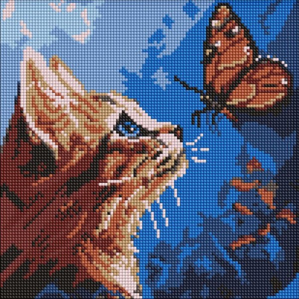 245987 Набір з алмазною мозаїкою "Котик та метелик" 30х30см