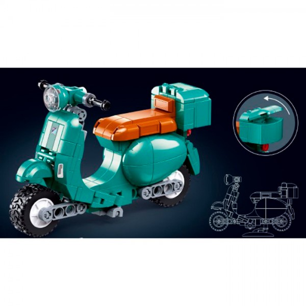 250140 Конструктор SLUBAN M38-B1538 мотоцикл, 13,6см, 1:12, 151дет, кор.,22-19-6см