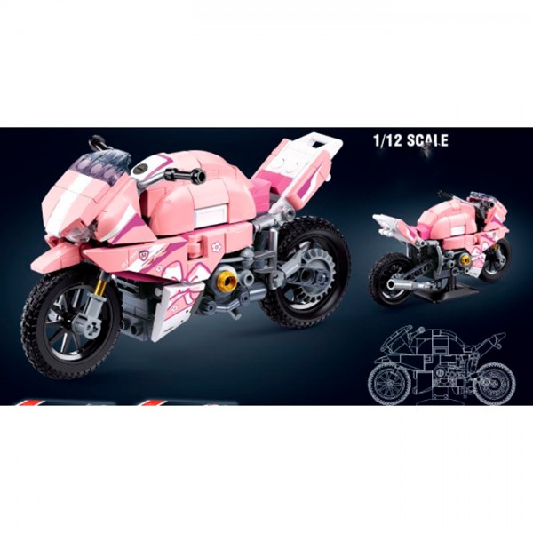 250143 Конструктор SLUBAN M38-B1568  мотоцикл, 14,9см, 1:12, 215дет, кор., 22-19-6см