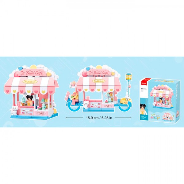 250146 Конструктор SLUBAN M38-B1572  рожева серія, кафе, 16,4см, фігурка, 227дет, кор.