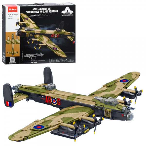 250150 Конструктор SLUBAN M38-B1609  військовий, літак, Lancaster, 51,7-17,3см, 1:44, 1382дет, кор.